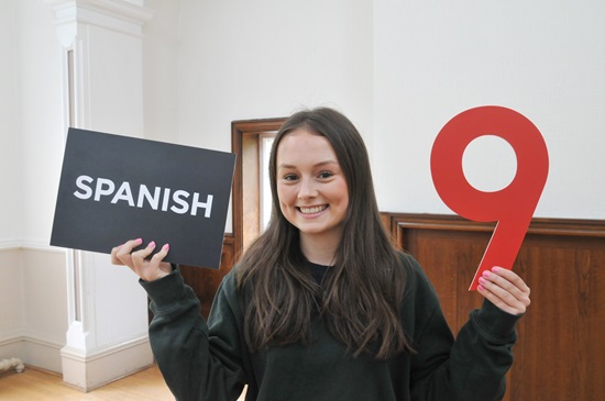 Tilly Reid celebrating her 9 in Spanish.