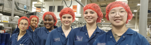 Harrogate Ladies' College students visiting a factory as part of the Be Inspired Careers Programme